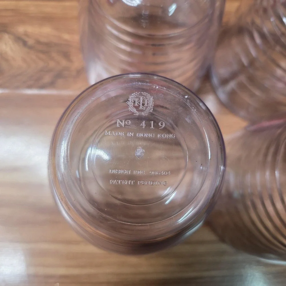 Vintage Tennis Racket Plastic Tumblers Set Of 4 Clear Sports Barware Retro Cups